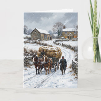 Victoriansk jul på bondgård: Hösvagn Helgkort