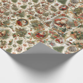 Victoriansk jul-tomte Collage | Retro God Jul Presentpapper