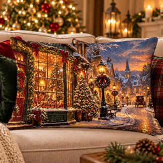 Victoriansk julby accentkudde 16x12 prydnadskudde