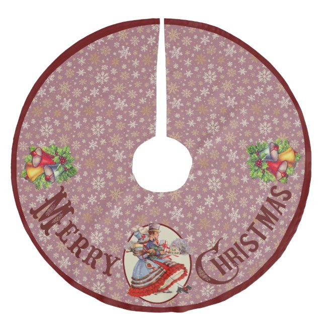 Victoriansk julhandel | Lila kant Julgransmatta Borstad Polyester (Framsidan)