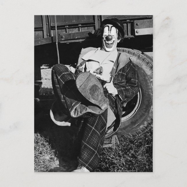 Victoriansk konstig rolig luffarclown vykort (Framsida)