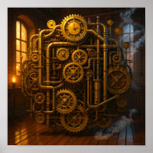 Victoriansk kontrollrum Steampunk Canvas Väggkonst