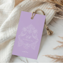 Victoriansk Kröningsmonogram Lila Bröllop Presentetikett