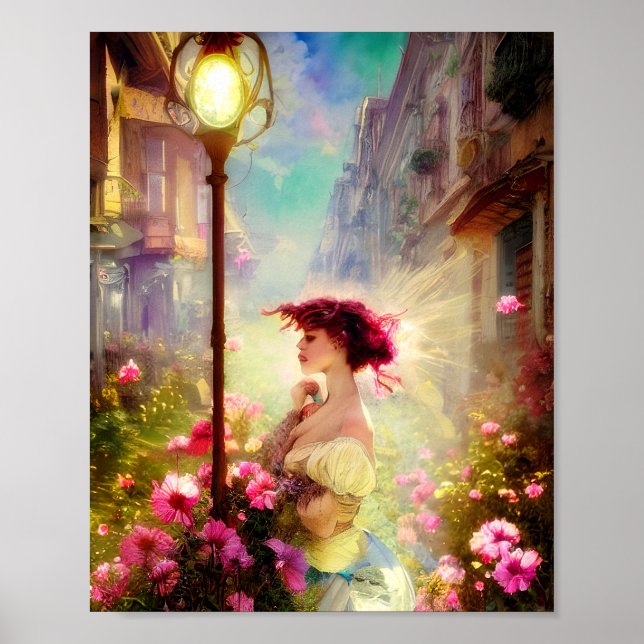 Victoriansk kvinna i byn poster (Framsidan)