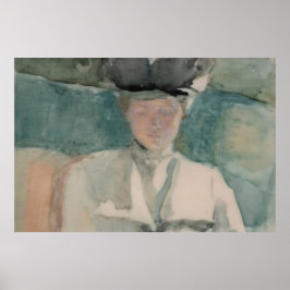 Victoriansk kvinna porträtt Pastell-Ton Vattenfärg Poster