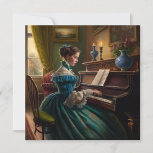 Victoriansk kvinna som spelar piano inbjudningar
