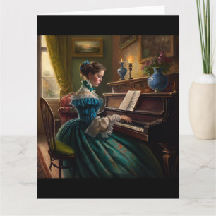 Victoriansk kvinna som spelar piano kort