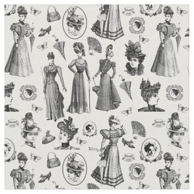 Victoriansk kvinnostil antika fjäril toile tyg (Närbild)