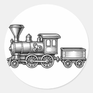 Victoriansk leksågs tåggravering Vintage barnkamma Runt Klistermärke