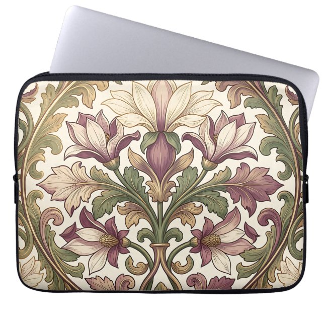 Victoriansk lila kräm Ornate Blommig  Laptop Fodral (Framsidan)