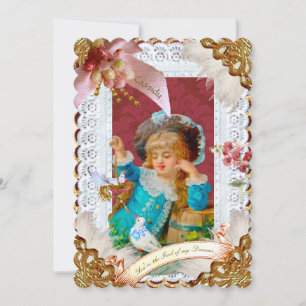 Victoriansk 'Lovey Dovey' Dresden-stil-kort