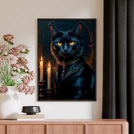 Victoriansk medeltida svart katt galleri konst poster