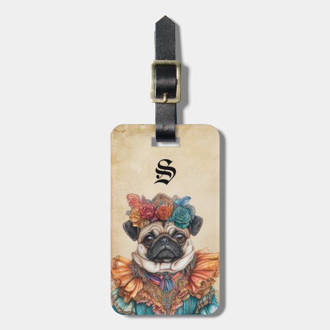 Victoriansk mops hund bagagebrickor (Vertikal Framsida)