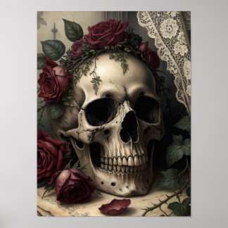 Victoriansk Mörk Akademisk Gotisk Kalle med Rosor Poster