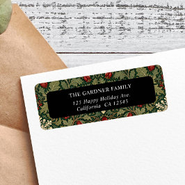 Victoriansk mörk botanisk röda bär Högtid Returadress Etikett