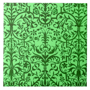 Victoriansk motif i grönt kakelplatta