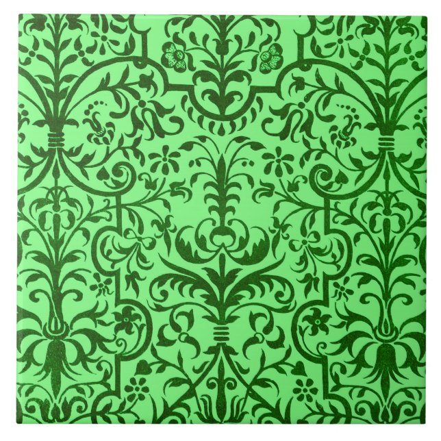 Victoriansk motif i grönt kakelplatta (Framsidan)