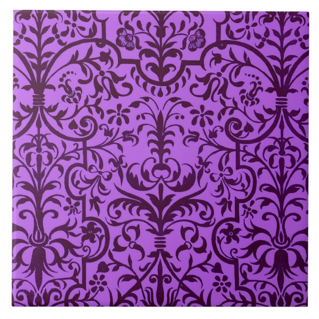 Victoriansk motif i lila kakelplatta (Framsidan)
