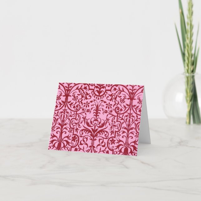 Victoriansk motif i rosa anteckningskort (Framsida)