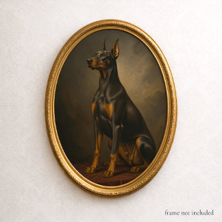 Victoriansk oljemålning Porträttkonst Dobermann Hu Poster