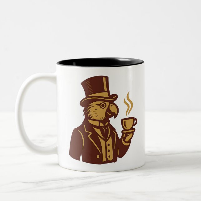 Victoriansk papegoja te tid illustration Två-Tonad mugg (Vänster)