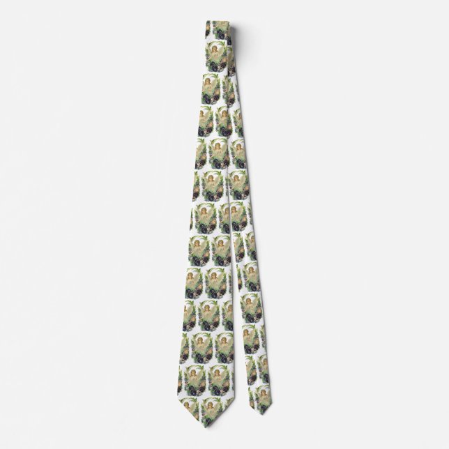 Victoriansk påskängel med lila penséblommor slips (Framsida)
