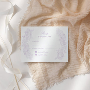 Victoriansk Pastell Violett Bröllops-RSVP-Kort OSA Kort