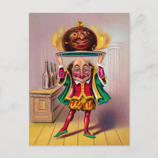 Victoriansk pudding-man-postkort vykort (Framsida)