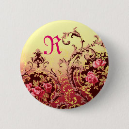 Victoriansk ros elegant blomster vintage knapp