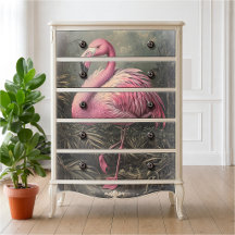 Victoriansk Rosa Flamingo Vintageillustration