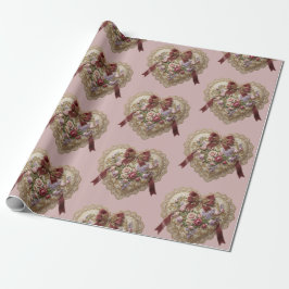 Victoriansk Rosbroderat Hjärtapapir Presentpapper