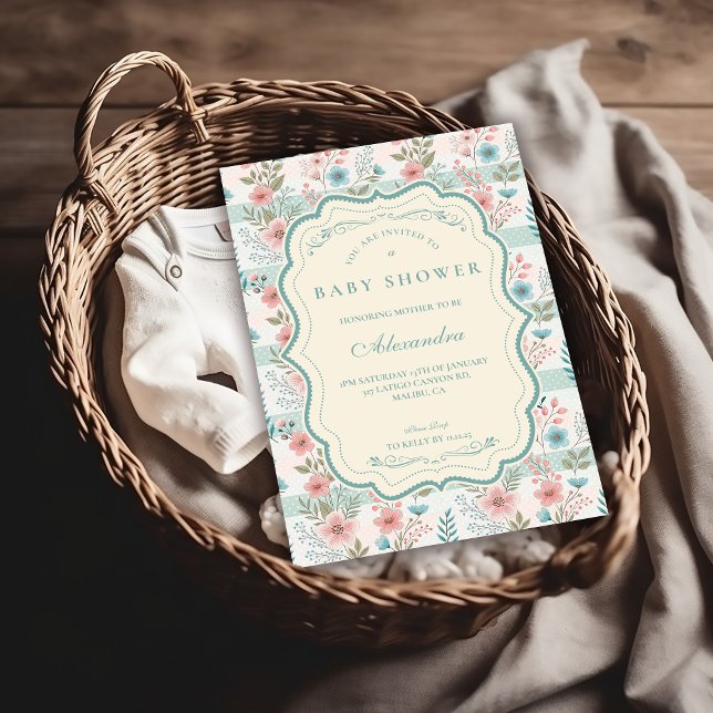 Victoriansk rosengitter för baby shower inbjudningar (Skapare uppladdad)