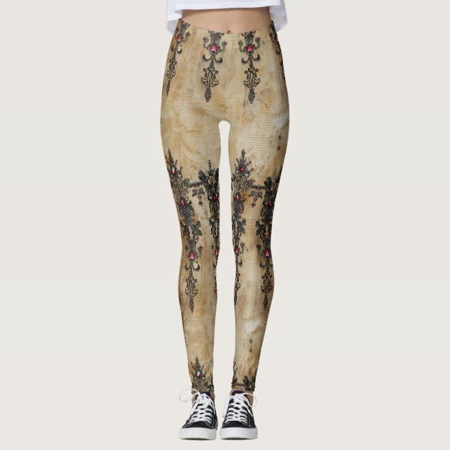 Victoriansk rubinspets gotisk mönster (3) leggings (Framsida)