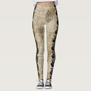 Victoriansk rubinspets gotisk mönster (5) leggings