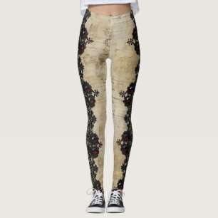 Victoriansk rubinspets gotisk mönster (6) leggings