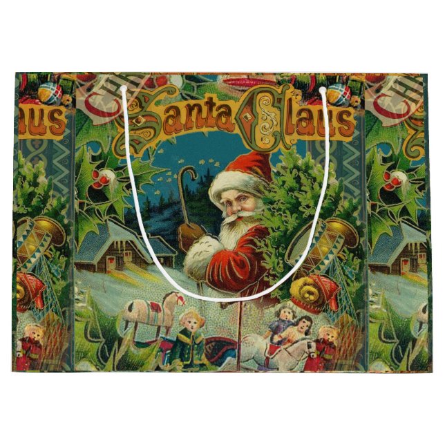 Victoriansk Santa Claus Jul Collage Antik (Framsidan)
