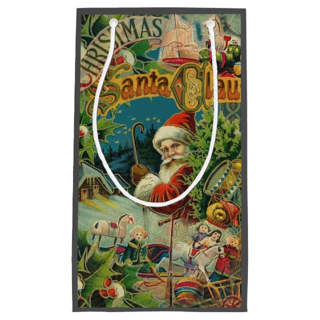 Victoriansk Santa Claus Jul Collage Antik (Framsidan)