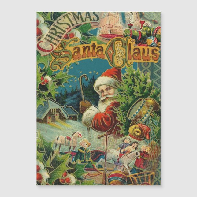 Victoriansk Santa Claus Jul Collage Antik (Framsida)
