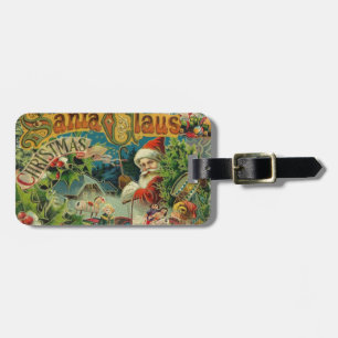 Victoriansk Santa Claus Jul Collage Antik Bagagebricka