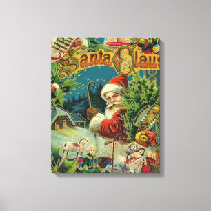 Victoriansk Santa Claus Jul Collage Antik Canvastryck