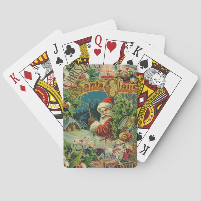 Victoriansk Santa Claus Jul Collage Antik Kortlek (Baksidan)