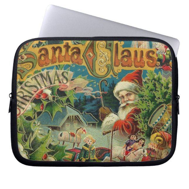 Victoriansk Santa Claus Jul Collage Antik Laptop Sleeve (Framsidan)