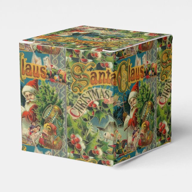 Victoriansk Santa Claus Jul Collage Antik Presentaskar (Framsidan Sidan)