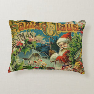 Victoriansk Santa Claus Jul Collage Antik Prydnadskudde