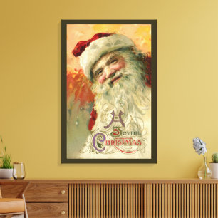 Victoriansk Santa Claus-porträtt, Vintage jul Canvastryck