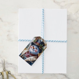 Victoriansk Snöman Juldesign Presentetikett