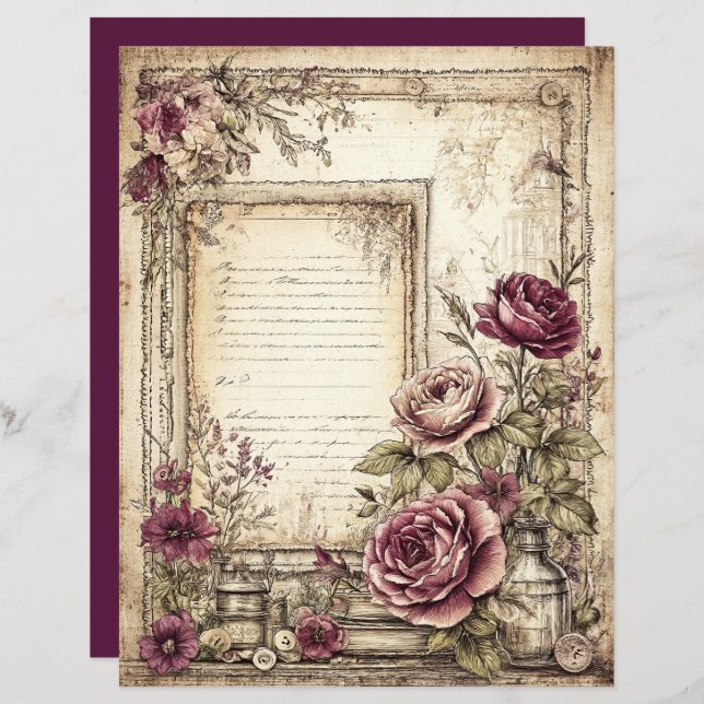 Victoriansk & spets skrapbokspapper  (Fram/baksida)