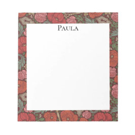 Victoriansk Steampunk gammal låsnyckel röda vallmo Anteckningsblock