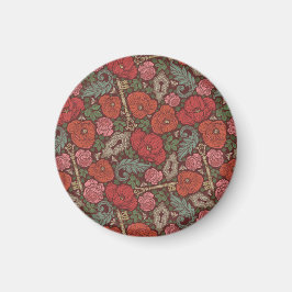 Victoriansk Steampunk gammal låsnyckel röda vallmo Magnet