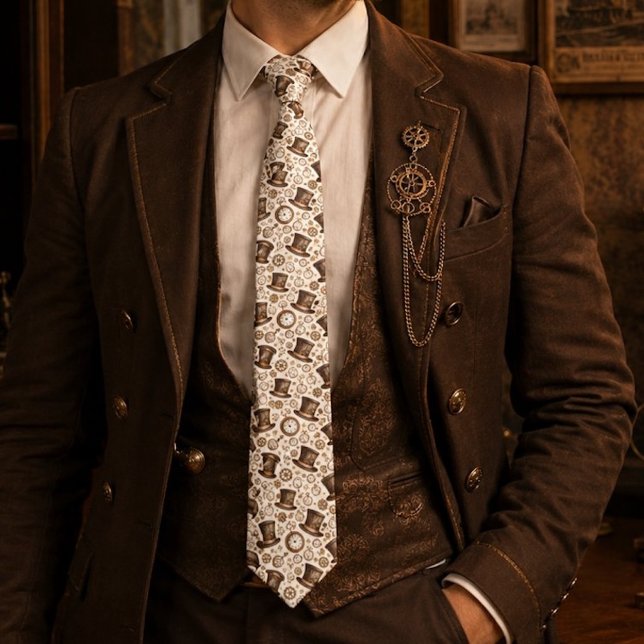 Victoriansk Steampunk-hatt och urverksmönster Slips (Skapare uppladdad)